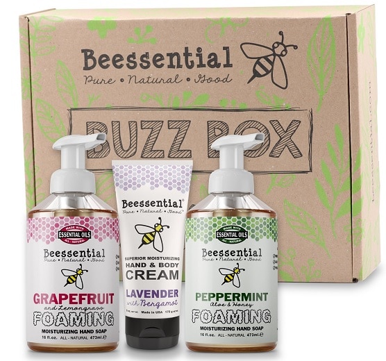beessential gift box with hand soap and lotion