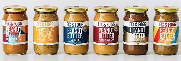 fix and fogg line up of nut butter jars