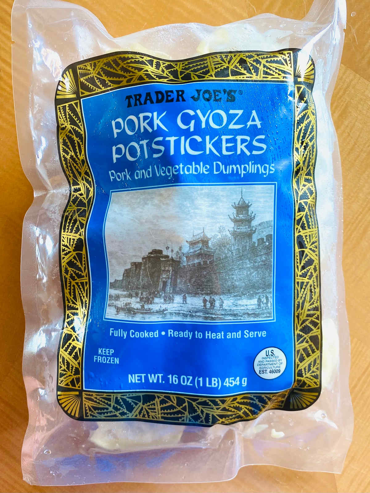 a bag of trader joe's pork gyoza potstickers