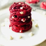 duncan hines red velvet cake mix cookies in a stack