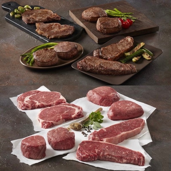 chicago steak company steaks a variety of different cuts both raw and cooked