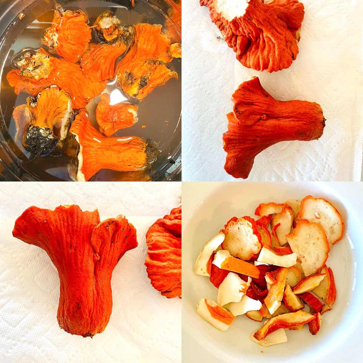 process shots on how to clean lobster mushrooms