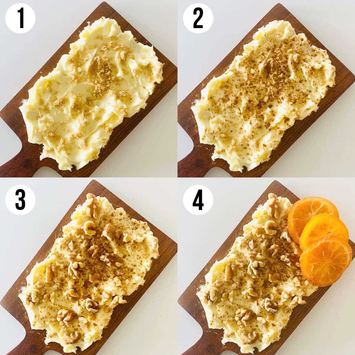 steps 1 through 4 on how to make tiktok viral sweet butter board.