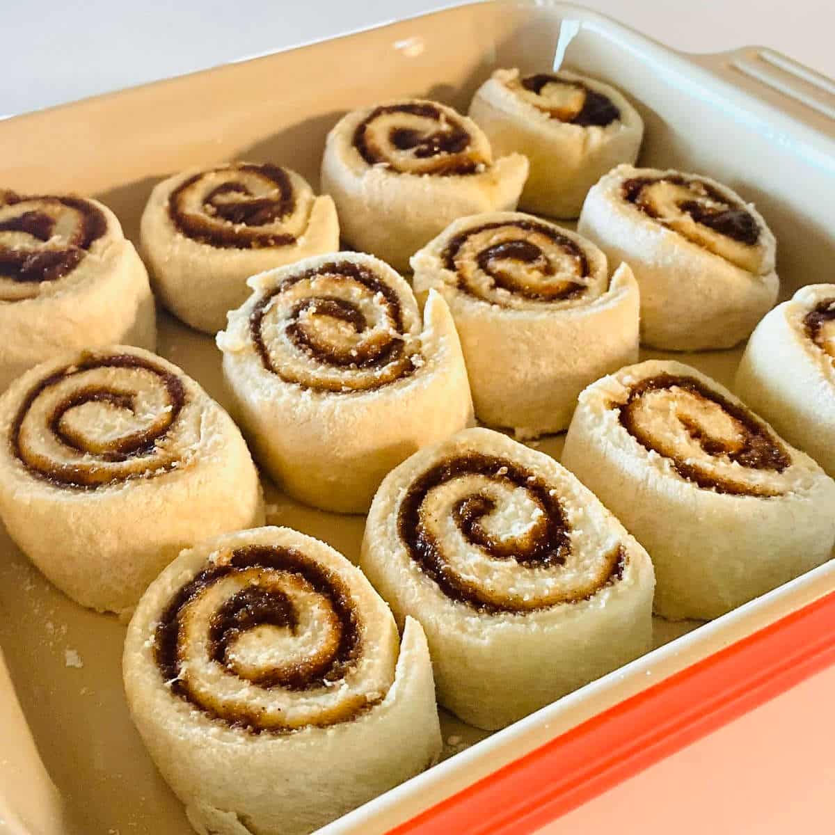 cinnamon rolls ready to be baked.