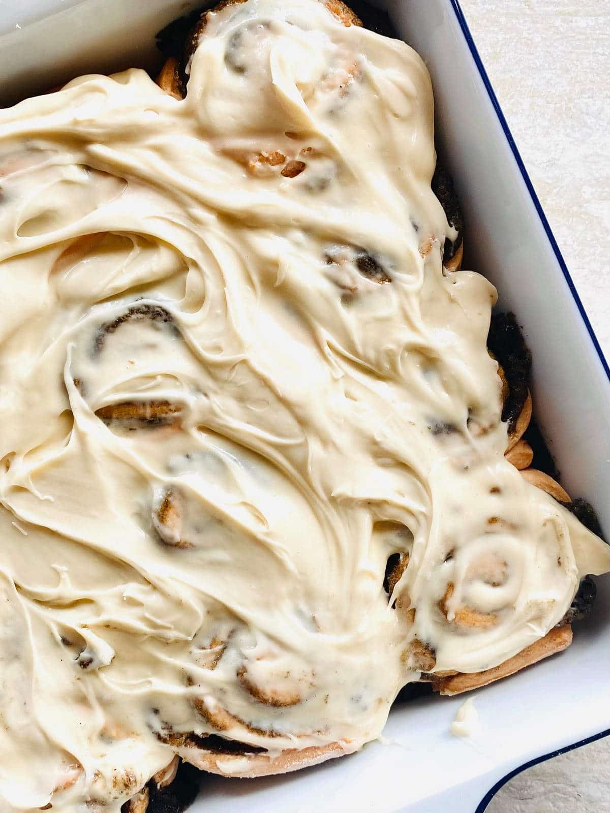 cinnamon rolls with cream cheese frosting.