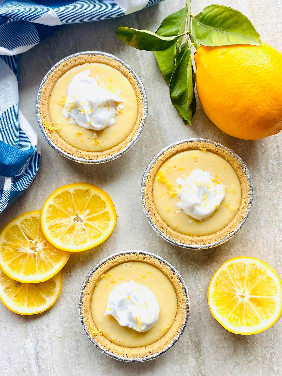 lemon pie with condensed milk and whipped cream.